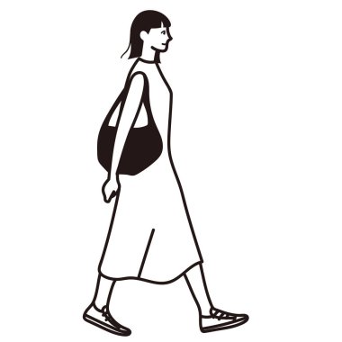 Full body vector of woman walking sideways