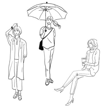 Modaya uygun bir kadının vektör çizimi