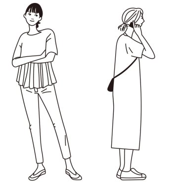 Tarz sahibi genç bir kadının tüm vücut temsili.