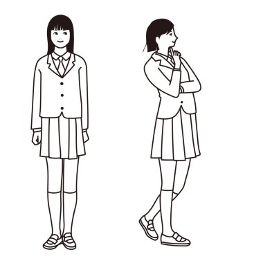 Üniformalı bir liseli kızın vektör çizimi