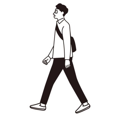 Yürüyen bir iş adamının tüm vücut vektörü.