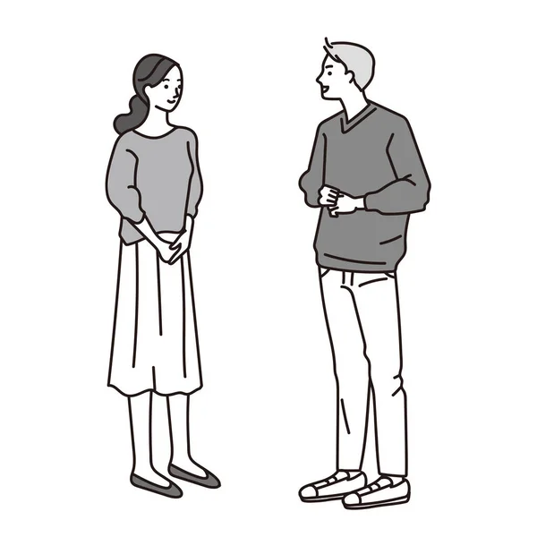 Ilustración Vectorial Hombre Una Mujer Hablando Negocios — Archivo Imágenes Vectoriales
