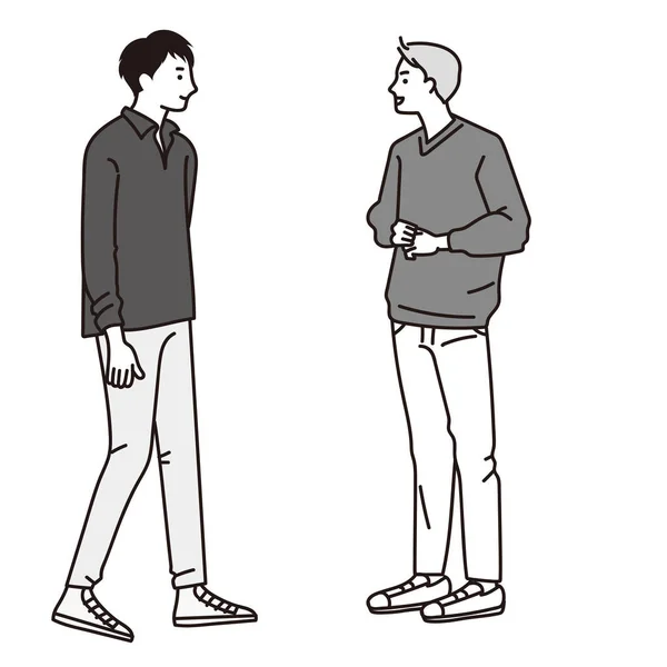 İş hakkında konuşan bir erkek ve kadının vektör illüstrasyonu