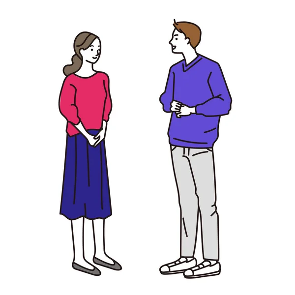 Vector Illustratie Van Een Man Een Vrouw Praten Het Bedrijfsleven — Stockvector