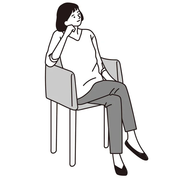 Clip Art Une Femme Assise Sur Une Chaise Pensant — Image vectorielle
