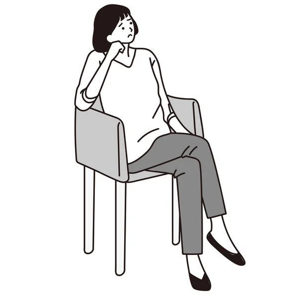 Clipe Arte Uma Mulher Sentada Uma Cadeira Pensando — Vetor de Stock