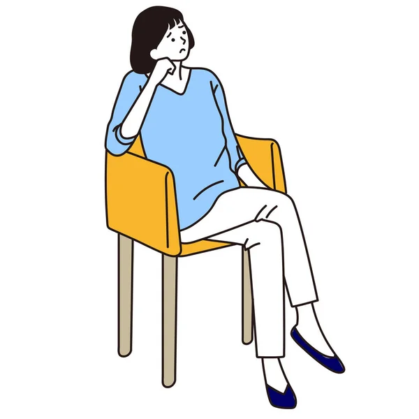 Clipe Arte Uma Mulher Sentada Uma Cadeira Pensando — Vetor de Stock