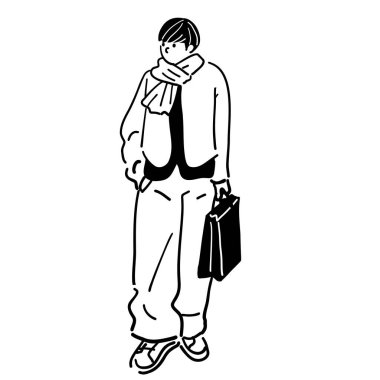 Elinde çanta tutan adam Sanat Vektörü