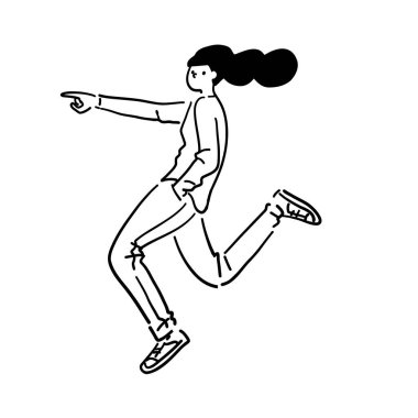 Parmak Çizgisi Sanat Vektörünü Gösteren Kadın