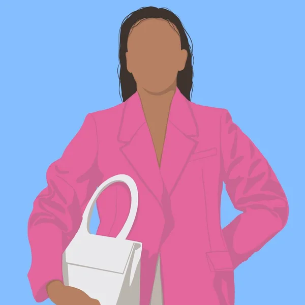 Illustration Girl Bright Pink Jacket — Stock Photo, Image