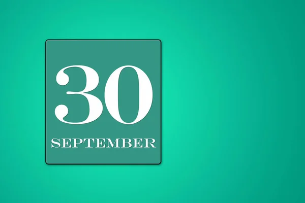 Septembre Est Trentième Jour Mois Date Calendrier Cadre Turquoise Sur — Photo