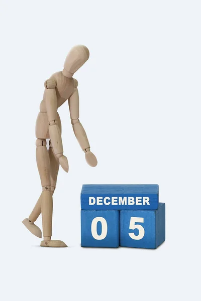 Día Del Mes Calendario Diciembre Una Fecha Calendario Cubos Azules —  Fotos de Stock