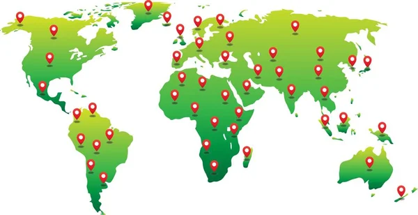 Mapa Del Mundo Con Ubicación País — Archivo Imágenes Vectoriales