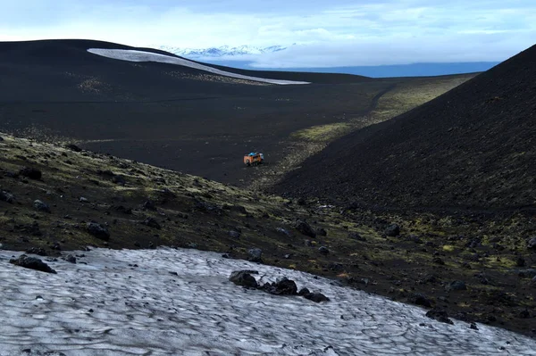 Basecamp vicino al vulcano Tolbachik a Kamchatka in Russia visto dall'alto — Foto Stock