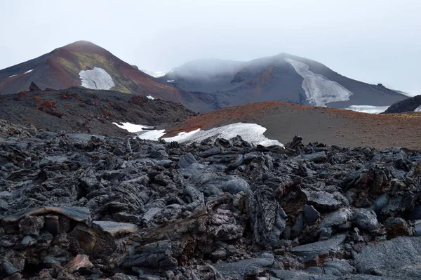 Escursione Più Giorni Sulla Lava Vicino Vulcano Tolbachik Kamchatka — Foto Stock