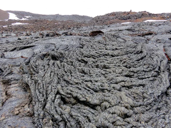 Flera Dagars Vandring Lava Nära Tolbachik Vulkan Vid Kamchatka — Stockfoto