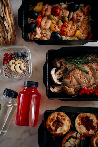Different Food Paper Packaging Sports Daily Diet Top View Food Stock Picture