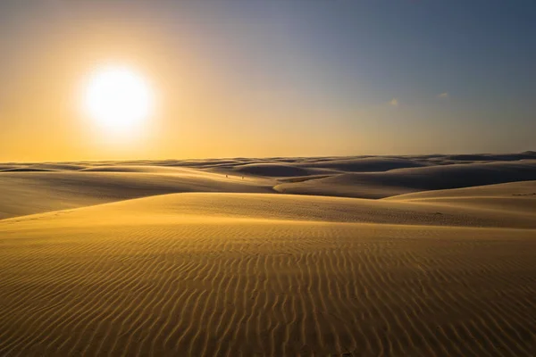 Wspaniały Zachód Słońca Parku Narodowym Lencois Maranhenses Barreirinhas Maranhao Brazylia — Zdjęcie stockowe