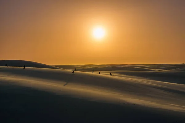 Nádherný Západ Slunce Národním Parku Lencois Maranhenses Barreirinhas Maranhao Brazílie — Stock fotografie