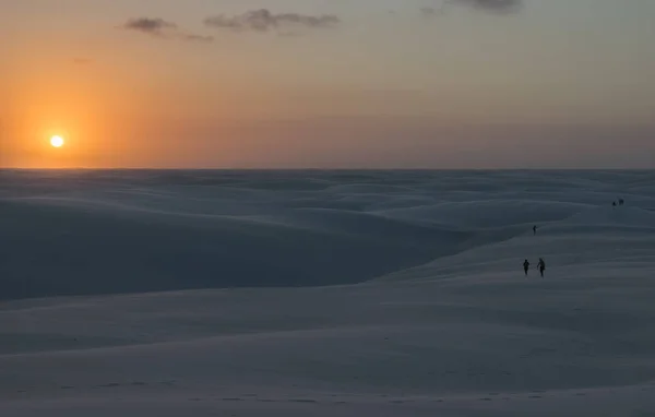 Wspaniały Zachód Słońca Parku Narodowym Lencois Maranhenses Barreirinhas Maranhao Brazylia — Zdjęcie stockowe