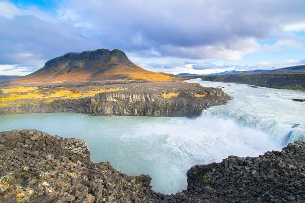 Bela Vista Cachoeira Pjofafoss Montanha Burfell Islândia — Fotografia de Stock