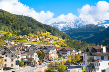 Ortisei Village located in Val Gardena, Dolomites - Trentino Alto Adige, Italy clipart