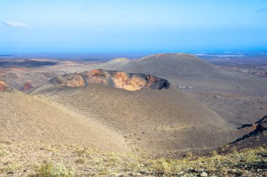 Timanfaya Ulusal Parkı 'ndaki Ateş Dağları (Montanas del Fuego) Manzarası - Kanarya Adaları, İspanya