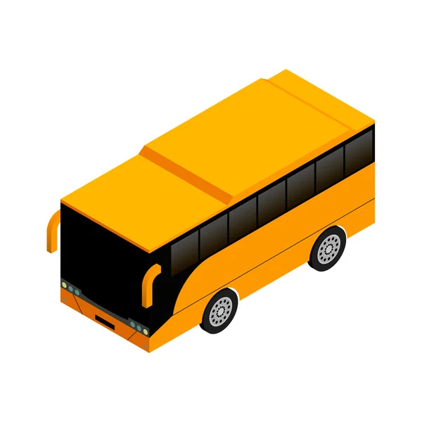 Gelber Bus in isometrischer Projektion. flache Vektor-Illustrationen — Stockvektor