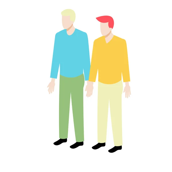Giovane isometrico gay coppia — Vettoriale Stock
