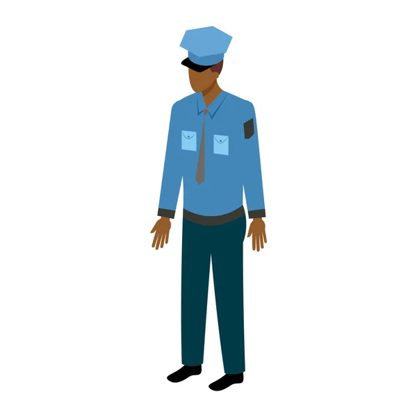等距的美国黑人男警员 — 图库矢量图片