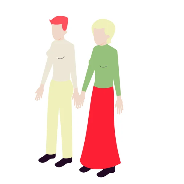Jeune isométrique lesbienne couple — Image vectorielle
