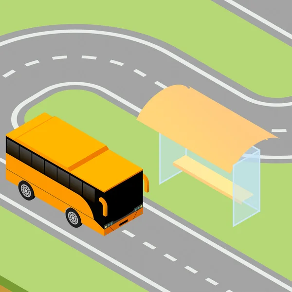 Isometric bus arriving to stop — Stock Photo, Image