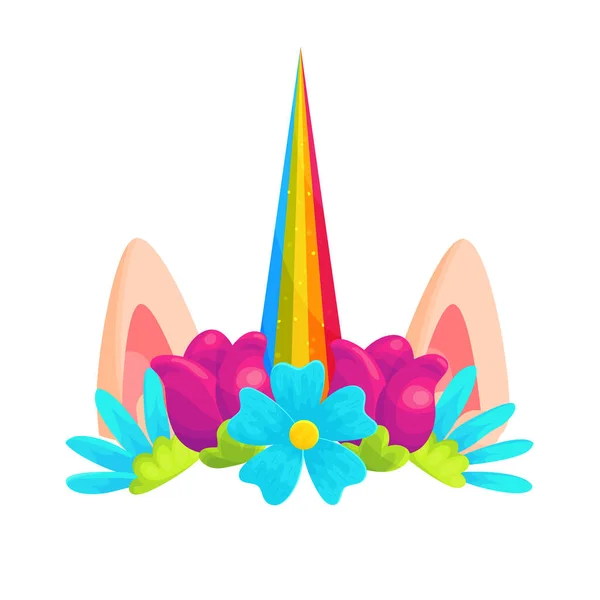 Diadema unicornio con corona floral ilustración — Vector de stock