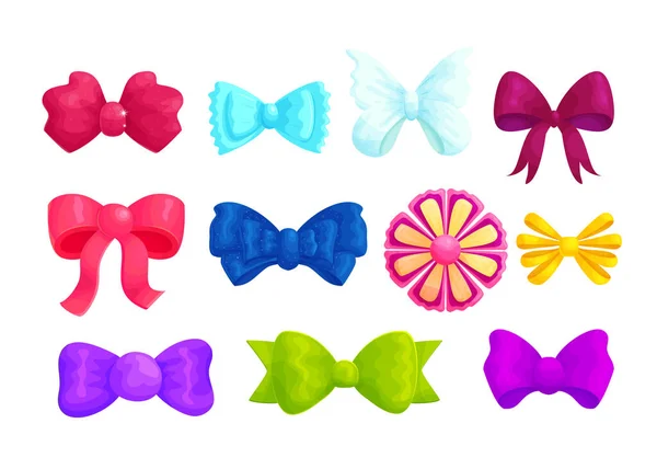 Multicolor decorative bows cartoon illustrations Royalty Free Stock Vectors