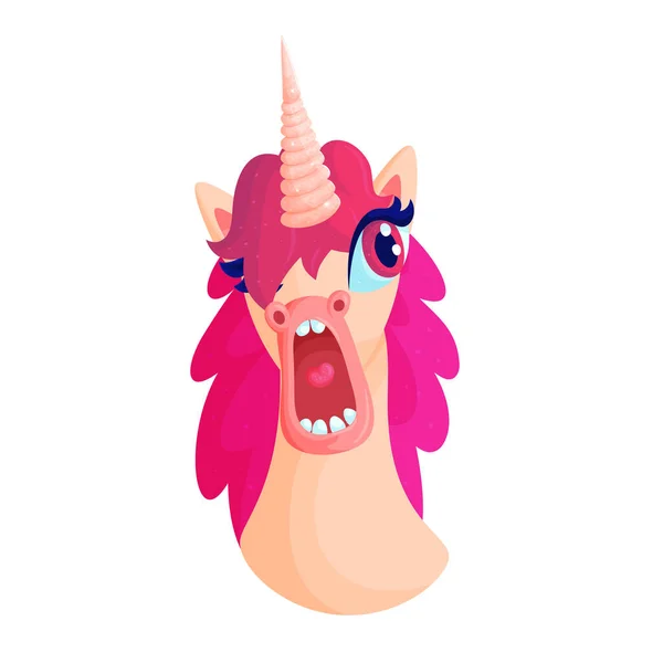 Cute shocked unicorn with open mouth illustration Stock Vector