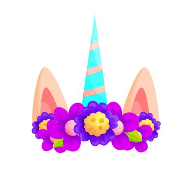 Çizgili boynuz çiçekli tek boynuzlu at başlığı.