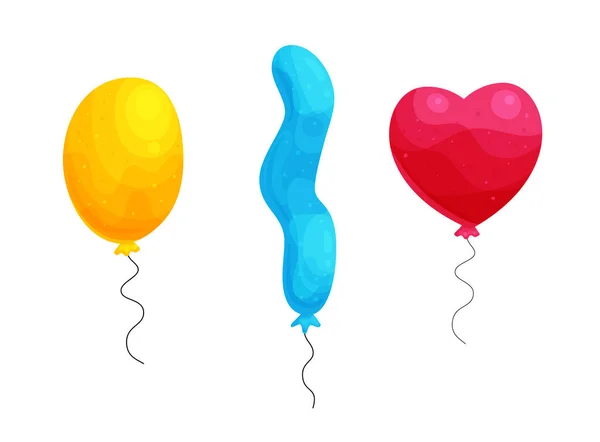 Bunte Luftballons Cartoon-Illustrationen Set — Stockvektor