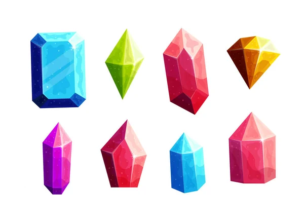 Funkelnde mehrfarbige Kristalle Illustrationen Set lizenzfreie Stockillustrationen