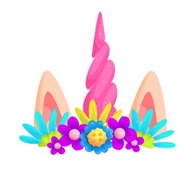 Tarla çiçekli tek boynuzlu at başlığı.