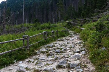 Dağlarda taş yolu sıkıcı gökyüzü