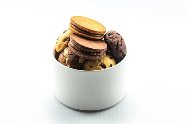 Cookies Auf Weißem Hintergrund Studio — Stockfoto