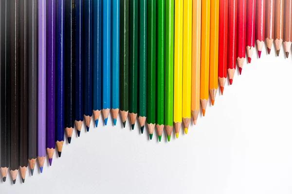 Разнообразие Цветных Карандашей Цветные Карандаши Рисования Различных Цветах — стоковое фото