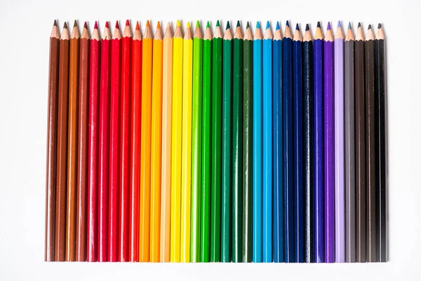 Surtido Lápices Color Lápices Dibujo Color Lápices Dibujo Colores Una — Foto de Stock