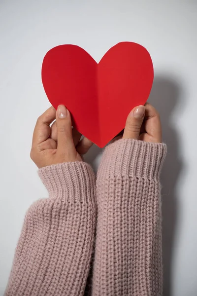 Red Heart Hands White Background — Photo