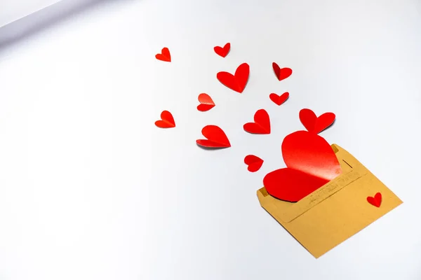 Red Envelope Hearts White Background — Photo