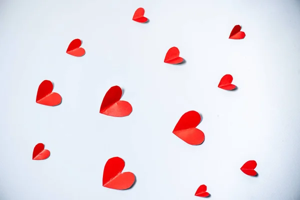 Fond Saint Valentin Avec Des Coeurs Papier Rouge Blanc — Photo