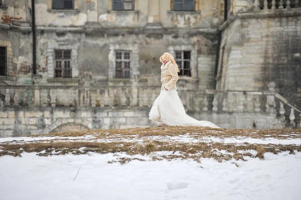 bride near winter castle