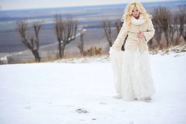 bride near winter castle