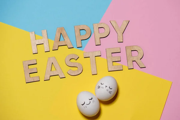 Happy Easter Text Yellow Background — Foto Stock
