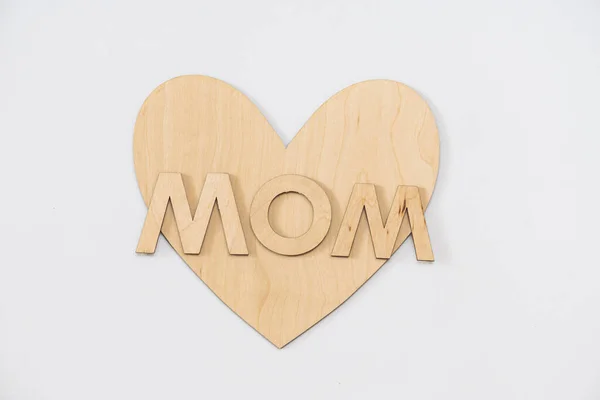 Wooden Heart Letters White Background — 스톡 사진